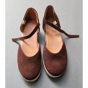 Cordani Shoes 41 / 10.5 Mary Jane Platform Wedge Brown Suede Made in Spain